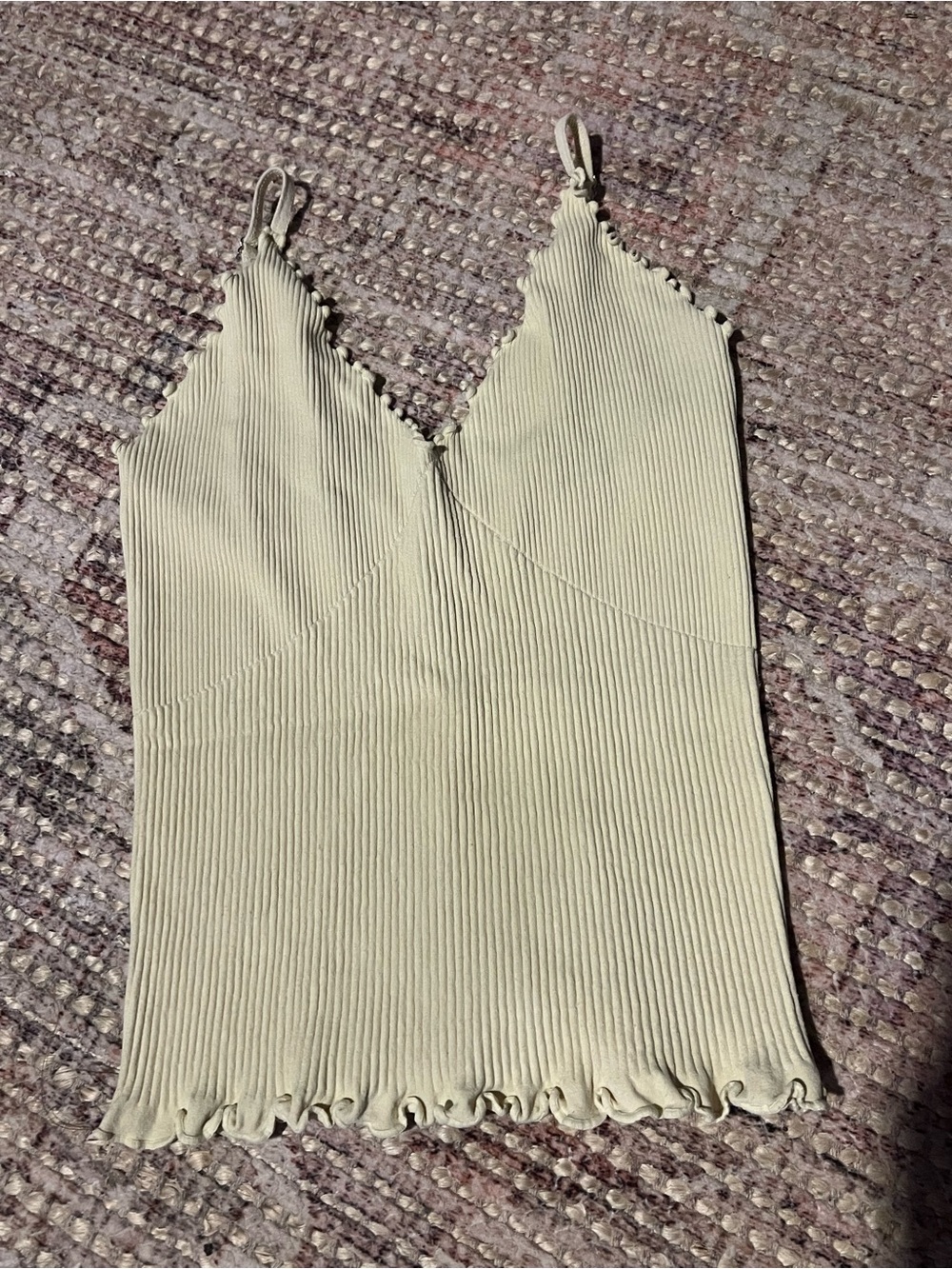 Intimately Free People Easy To Love Ribbed Lettuce Edge Cami Tank M/L